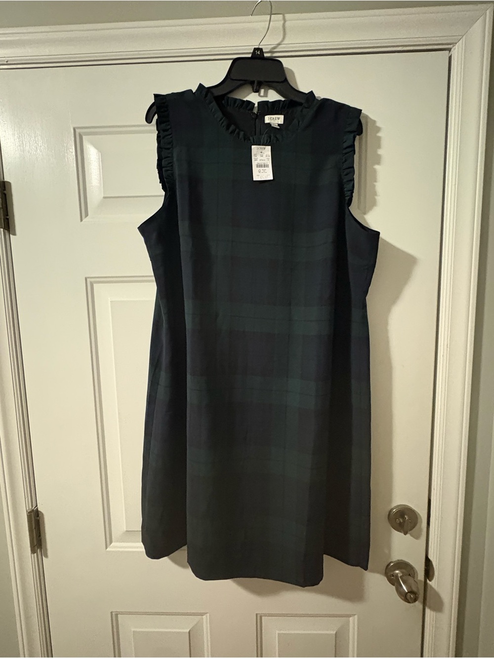 J. Crew Navy and Green Tartan Dress